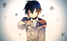 brunettes vocaloid text short hair earphones anime anime boys closed eyes japanese characters 196 Wallpaper